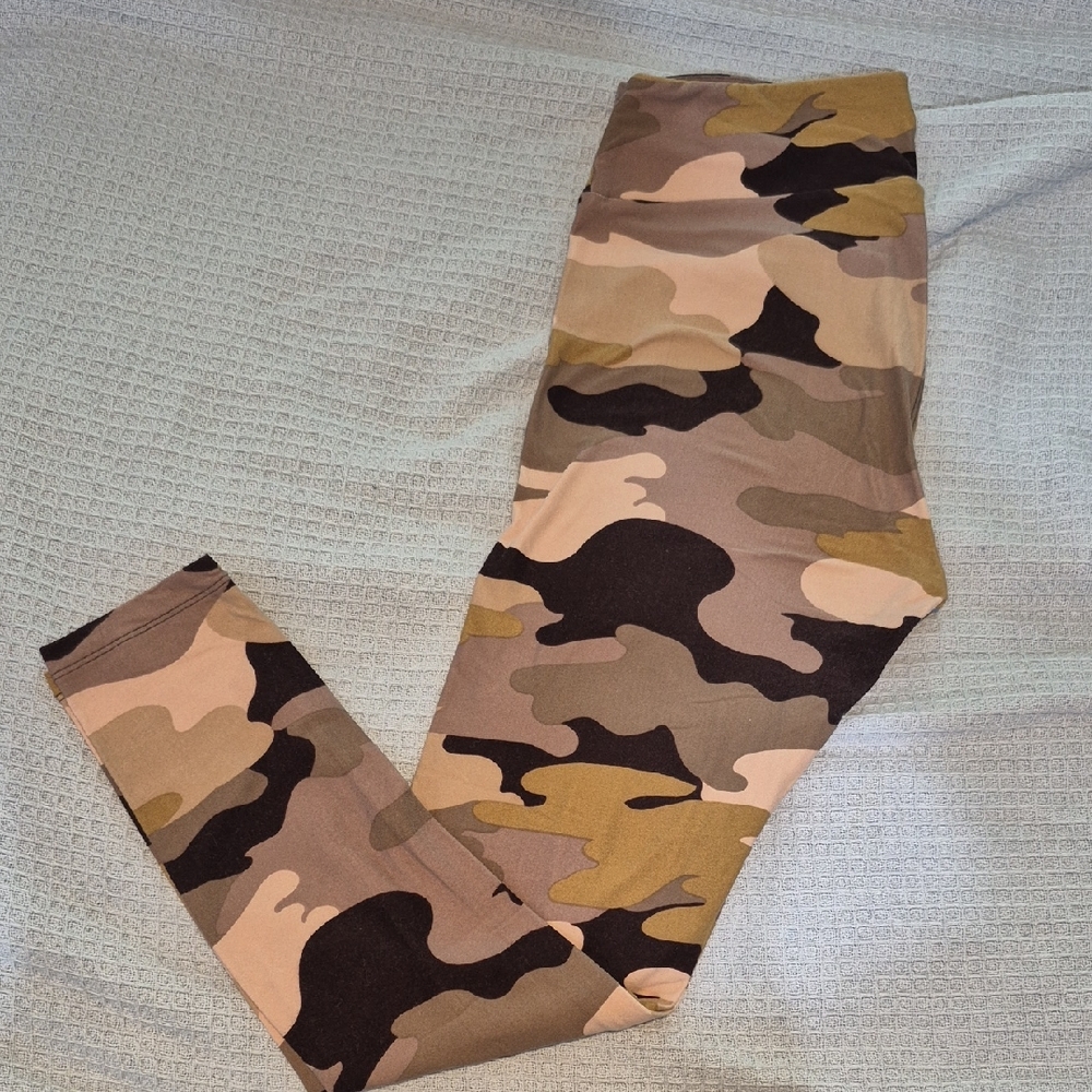 LuLaRoe Camouflage Leggings - Black, Brown, Tan